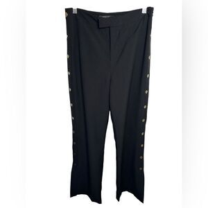 Romeo & Juliet Couture Wide Leg Black Dress Pants Gold Button Accents Size M